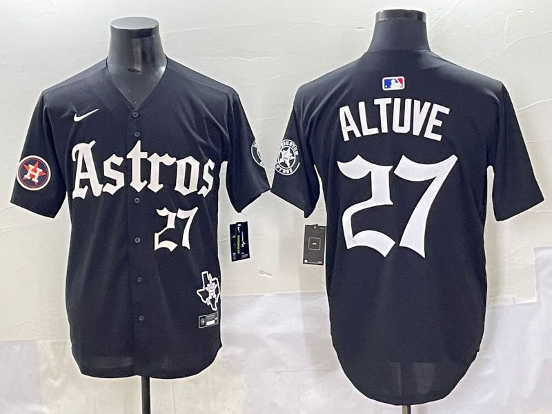 Men 2025 Houston Astros #27 Altuve Black Five generations Joint Name Nike MLB Jersey style 14